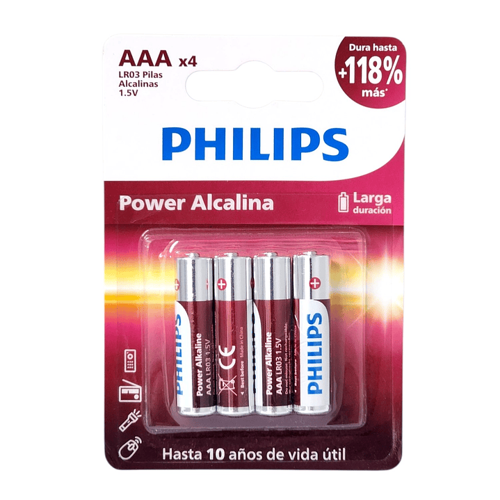 Pack 4 Pilas AAA Alcalinas LR03P4B Philips 2