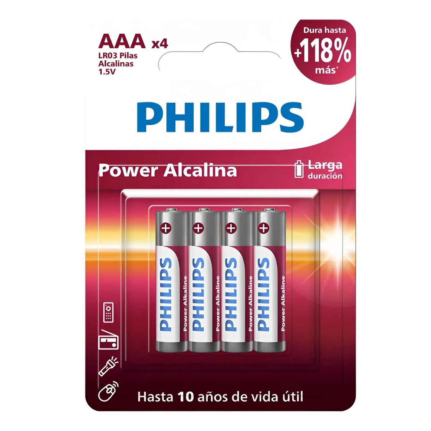 Pack 4 Pilas AAA Alcalinas LR03P4B Philips 1