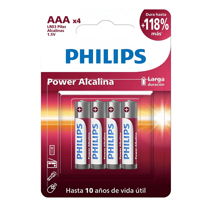 Pack 4 Pilas AAA Alcalinas LR03P4B Philips 1