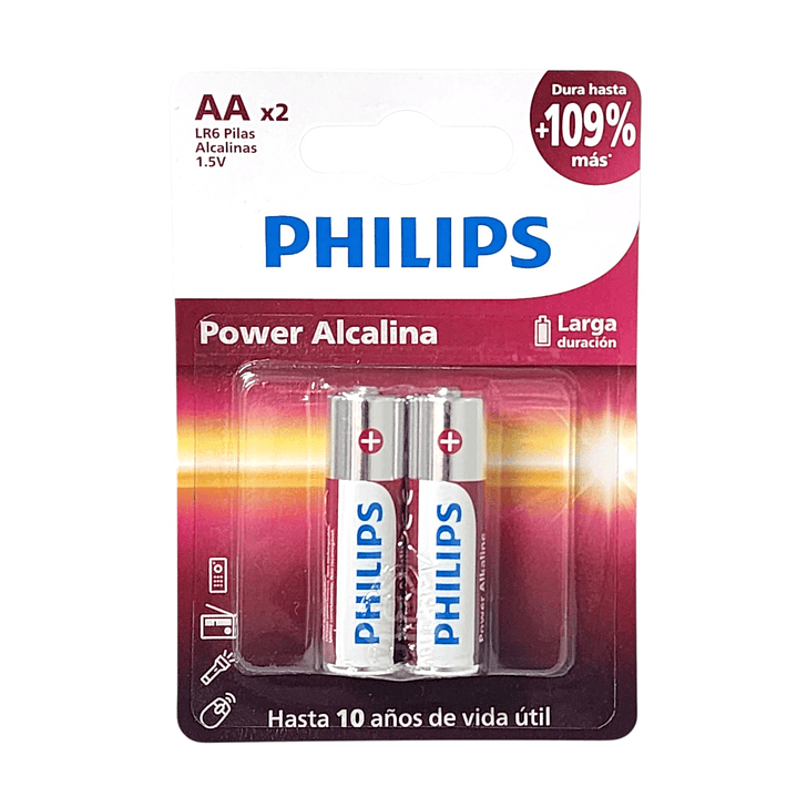 Pack 2 Pilas AA Alcalinas LR6P2B Philips 2