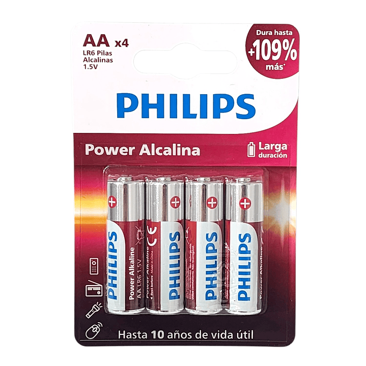 Pack 4 Pilas AA Alcalinas LR6P4B Philips 2