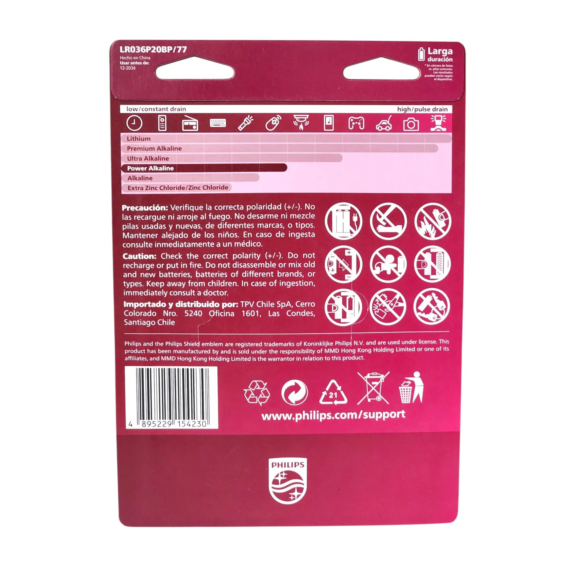 Pack Pilas AA x 10 + AAA x 10 Alcalinas LR036P20BP Philips 7