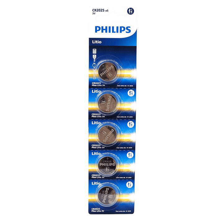 Pack 5 Pilas Cr2025 3v Tipo Botón Litio Philips 2