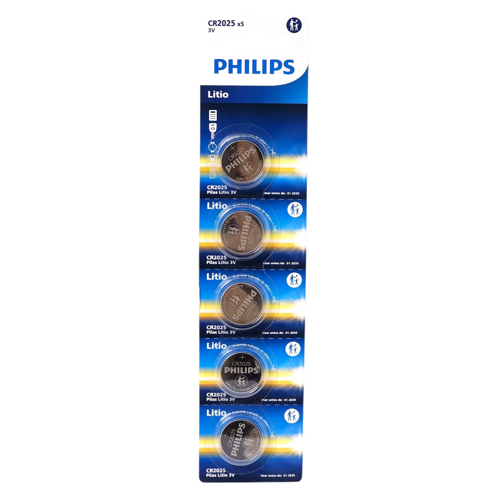 Pack 5 Pilas Cr2025 3v Tipo Botón Litio Philips 2