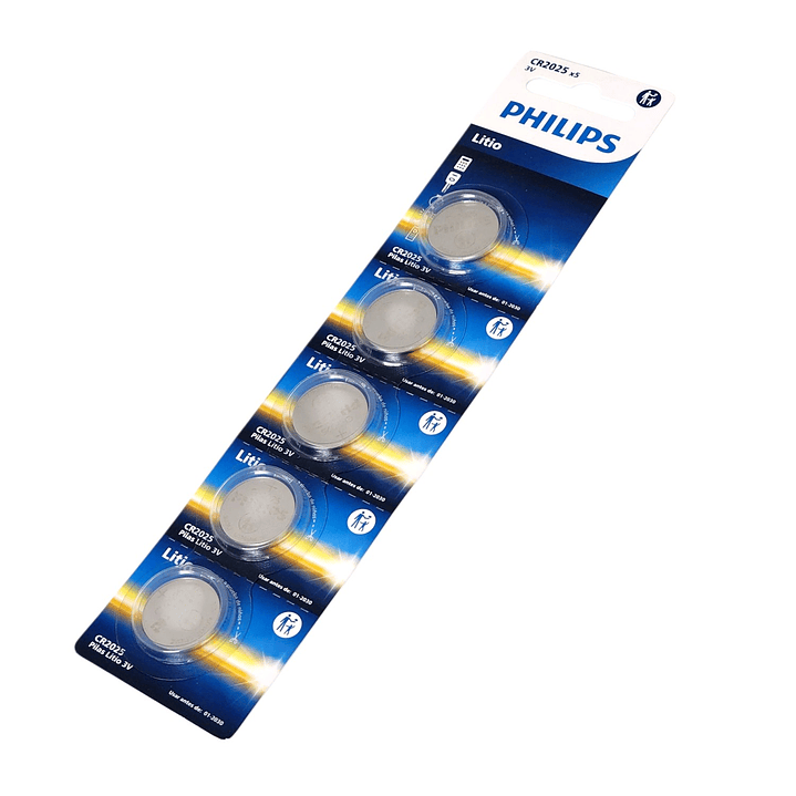 Pack 5 Pilas Cr2025 3v Tipo Botón Litio Philips 4