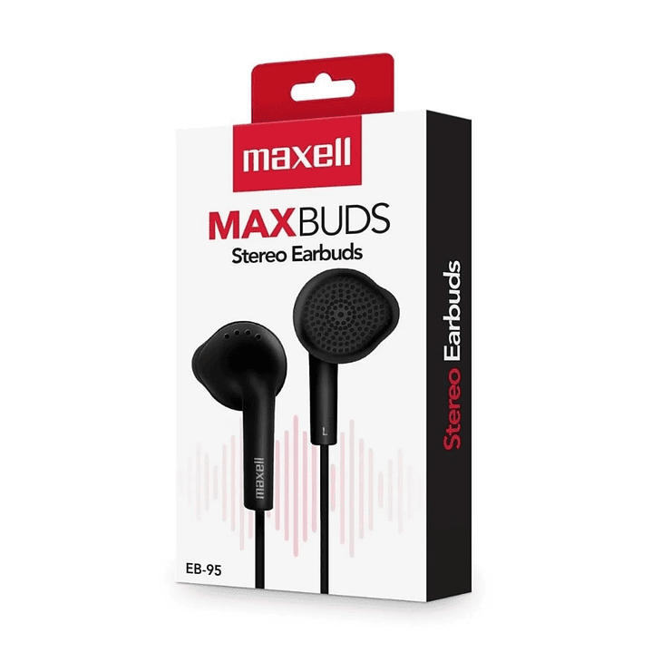 Audífonos MaxBuds EB-95 Stereo Earbuds Sin Mic Maxell Negro 3
