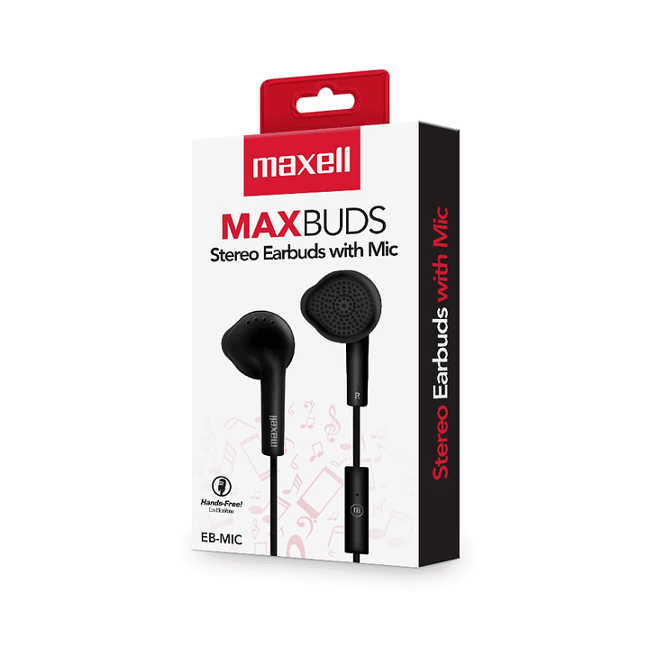 Audífonos Stereo Earbuds con Mic EB-MIC 3.5mm Maxell Negro 3