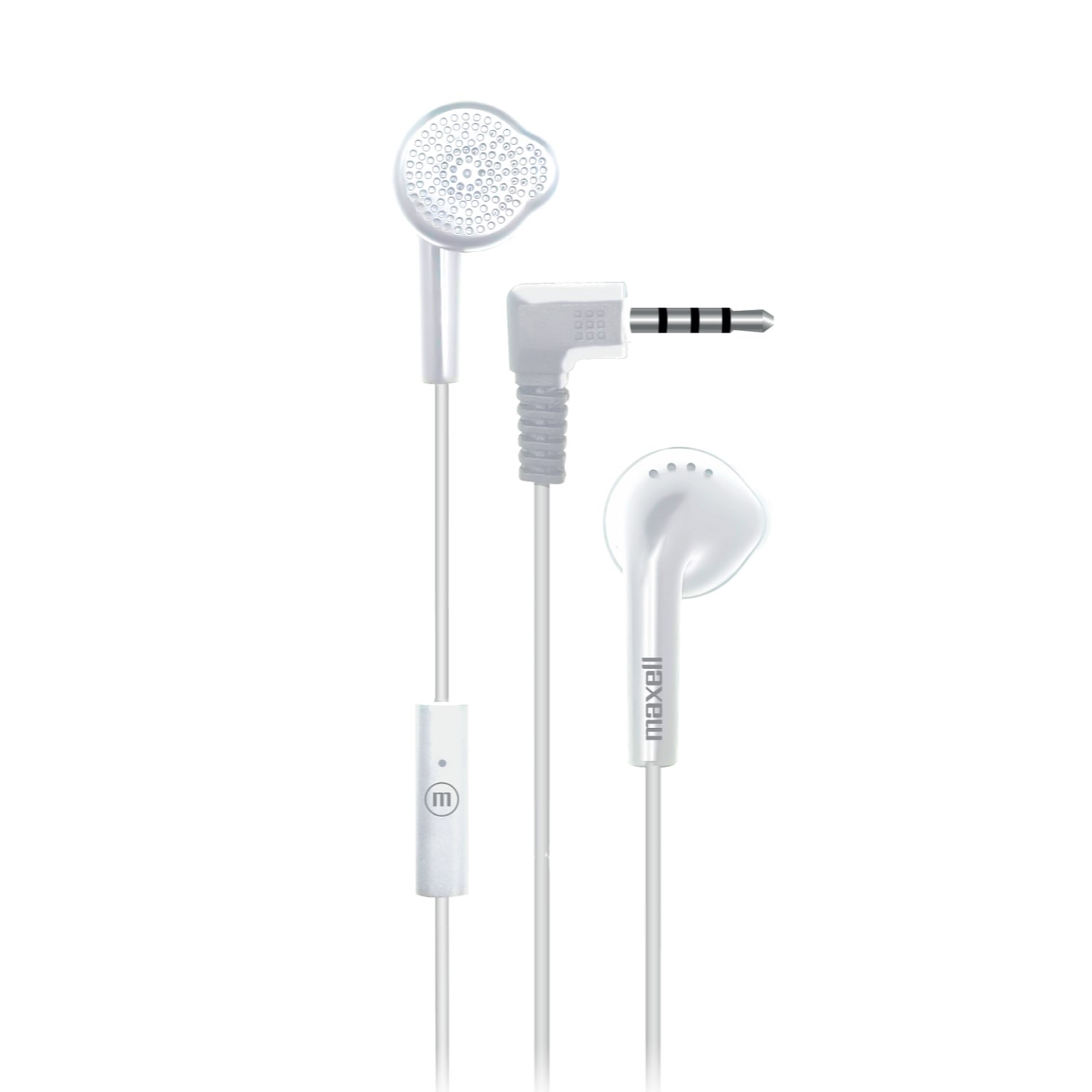Audífonos Stereo Earbuds con Mic EB-MIC 3.5mm Maxell Blanco 1