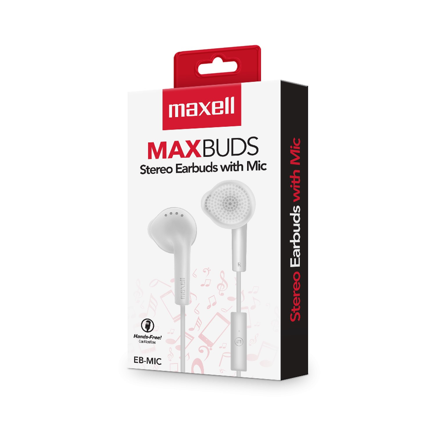 Audífonos Stereo Earbuds con Mic EB-MIC 3.5mm Maxell Blanco 3