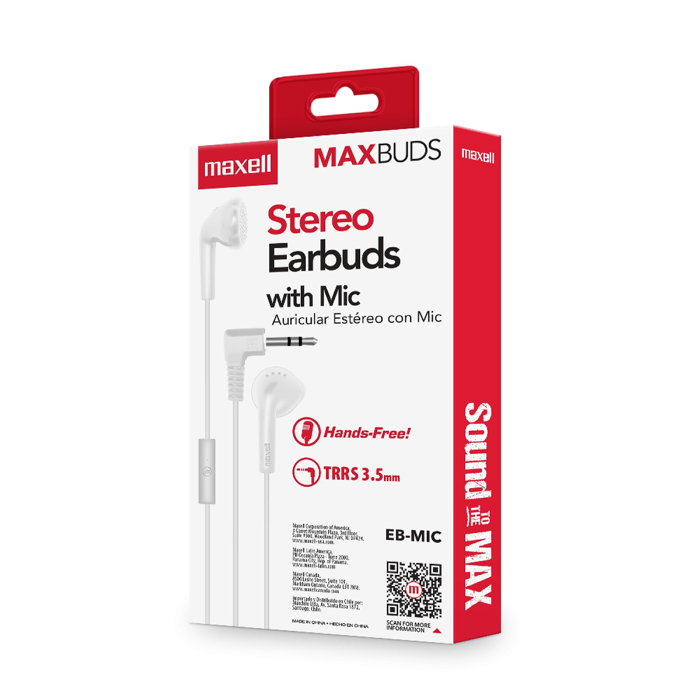Audífonos Stereo Earbuds con Mic EB-MIC 3.5mm Maxell Blanco 4