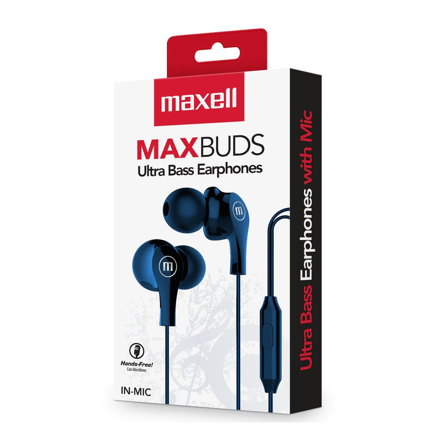 Audífonos Ultra Bass In-Mic 3.5mm Con Micrófono Maxell Azul 3