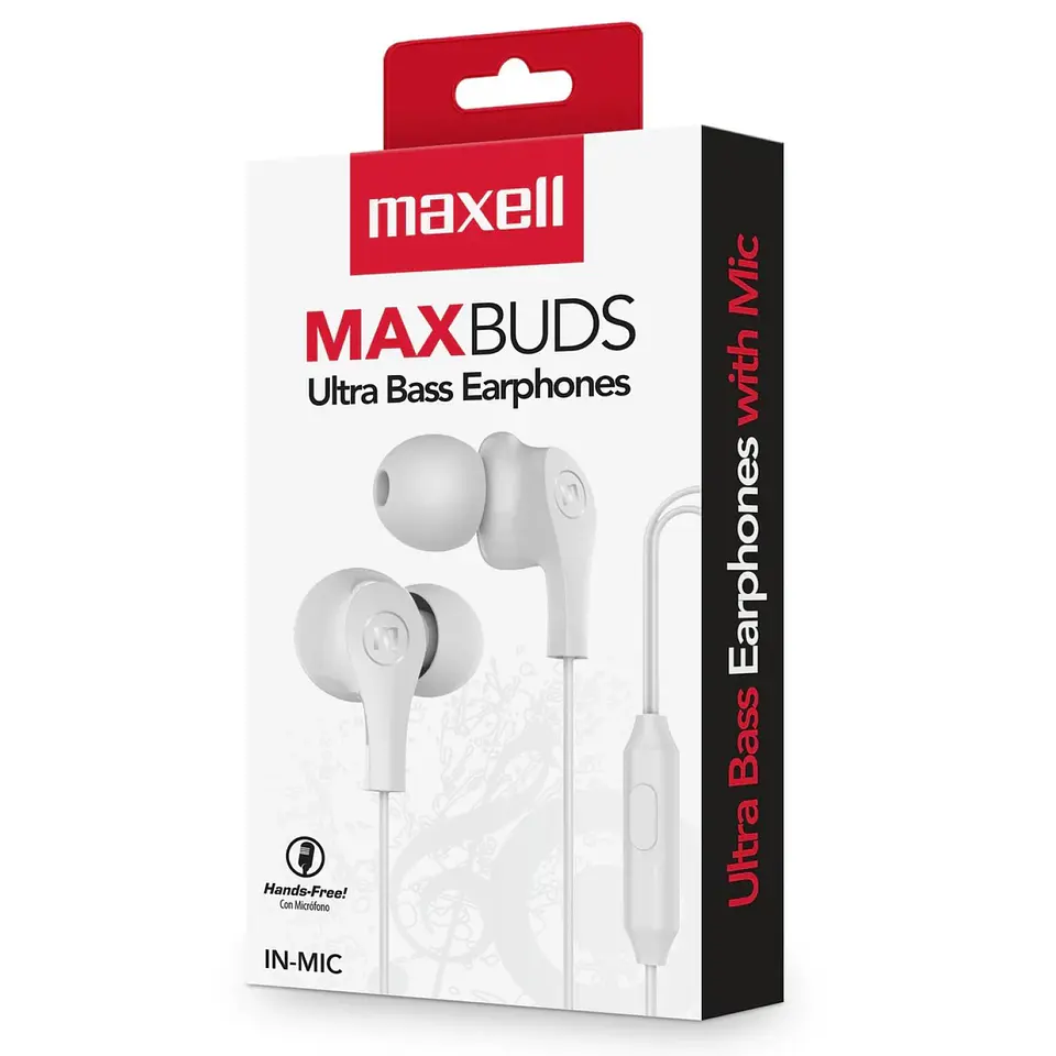Audífonos Ultra Bass In-Mic 3.5mm Con Micrófono Maxell Blanco 3