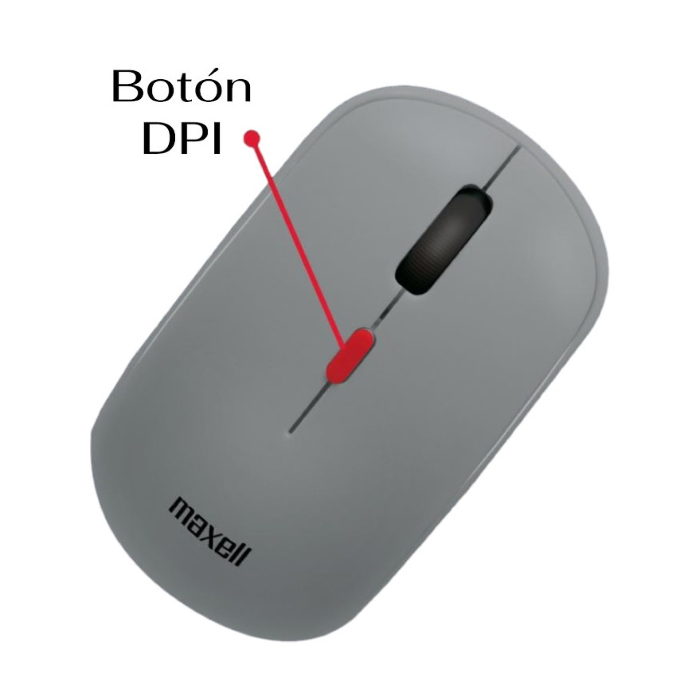 Mouse Inalámbrico Ergonómico 1600 DPI MOWL-100 Maxell Gris 3
