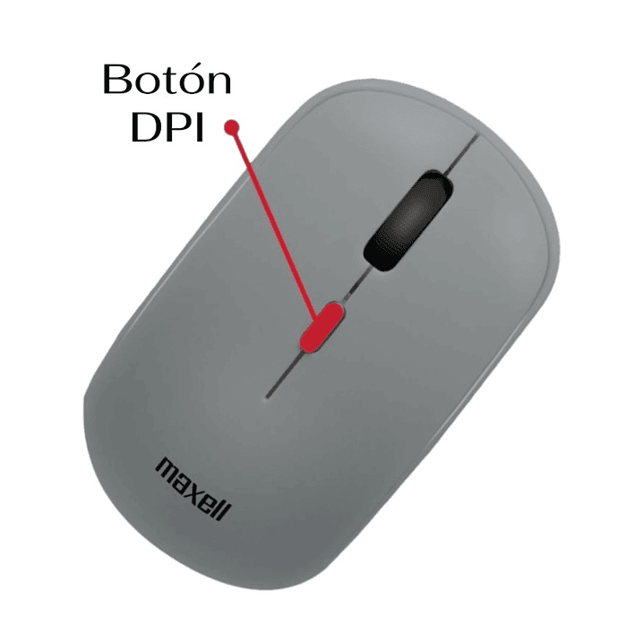 Mouse Inalámbrico Ergonómico 1600 DPI MOWL-100 Maxell Gris 3