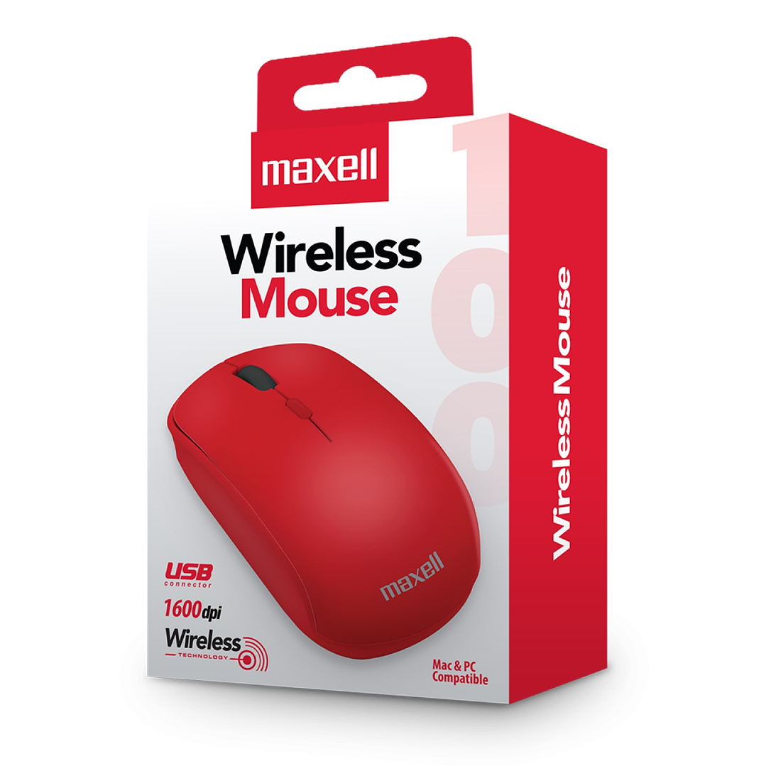 Mouse Inalámbrico Ergonómico 1600 DPI MOWL-100 Maxell Rojo 3