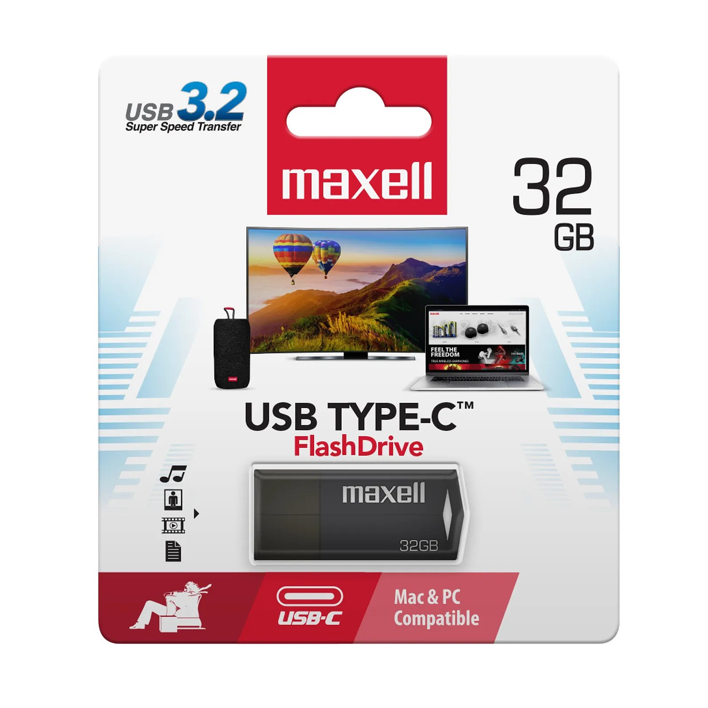 Pendrive Maxell USBTC Tipo C 32gb 3.2 Negro 1