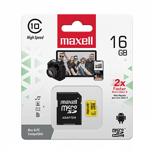 Tarjeta Micro SD Maxell 16GB CLASE 10