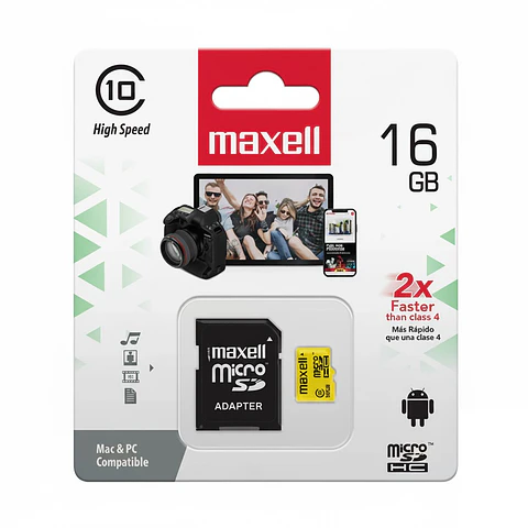 Tarjeta Micro SD Maxell 16GB CLASE 10