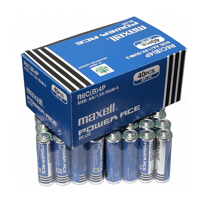 Pack 40 Pilas Carbón Maxell AA Power Ace Blue 1