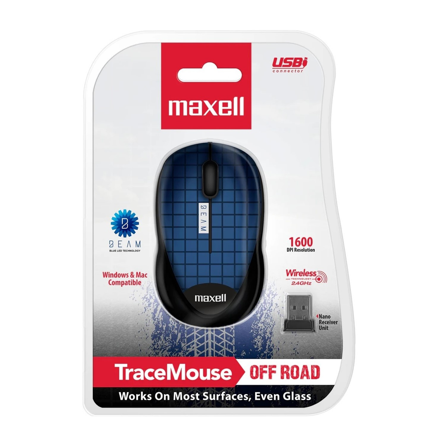 Mouse Óptico Inalámbrico Trace 1600 DPI 2.4GHz Maxell Azul 3