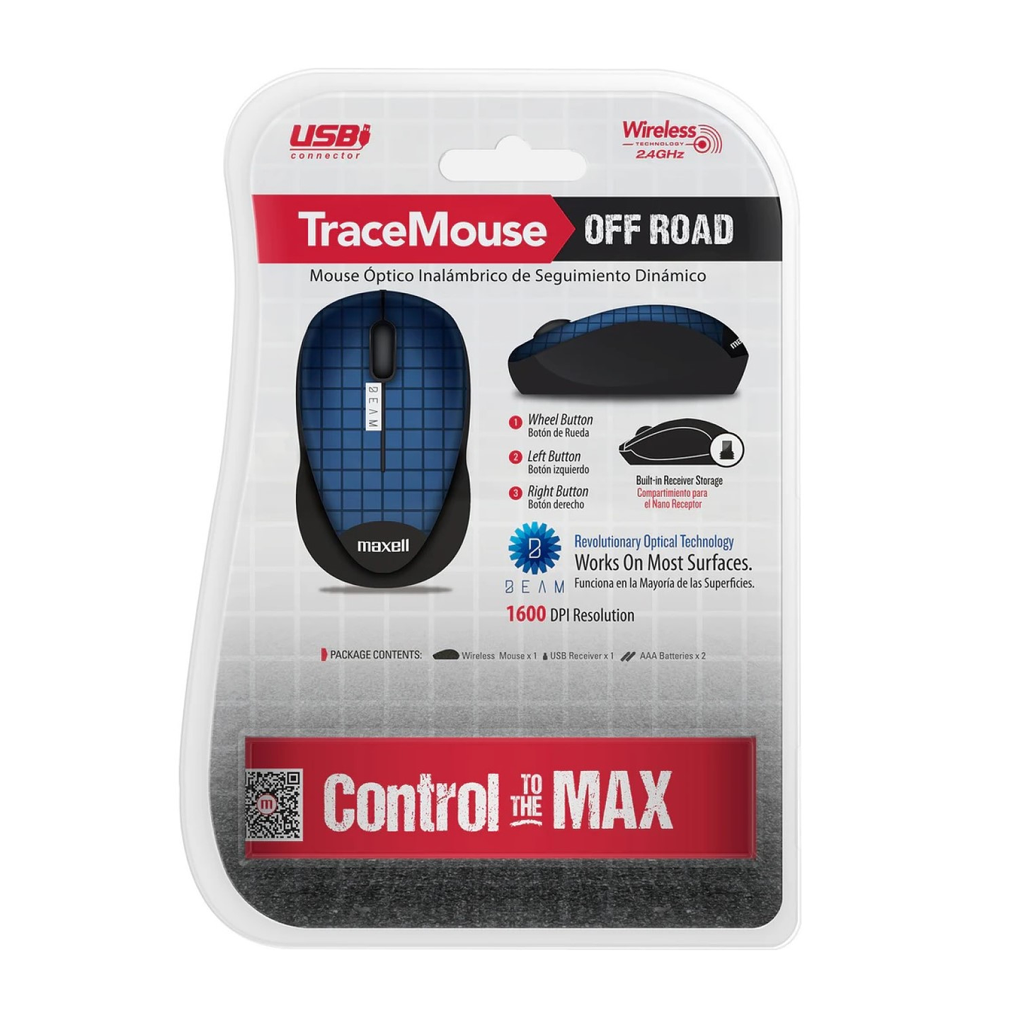 Mouse Óptico Inalámbrico Trace 1600 DPI 2.4GHz Maxell Azul 4