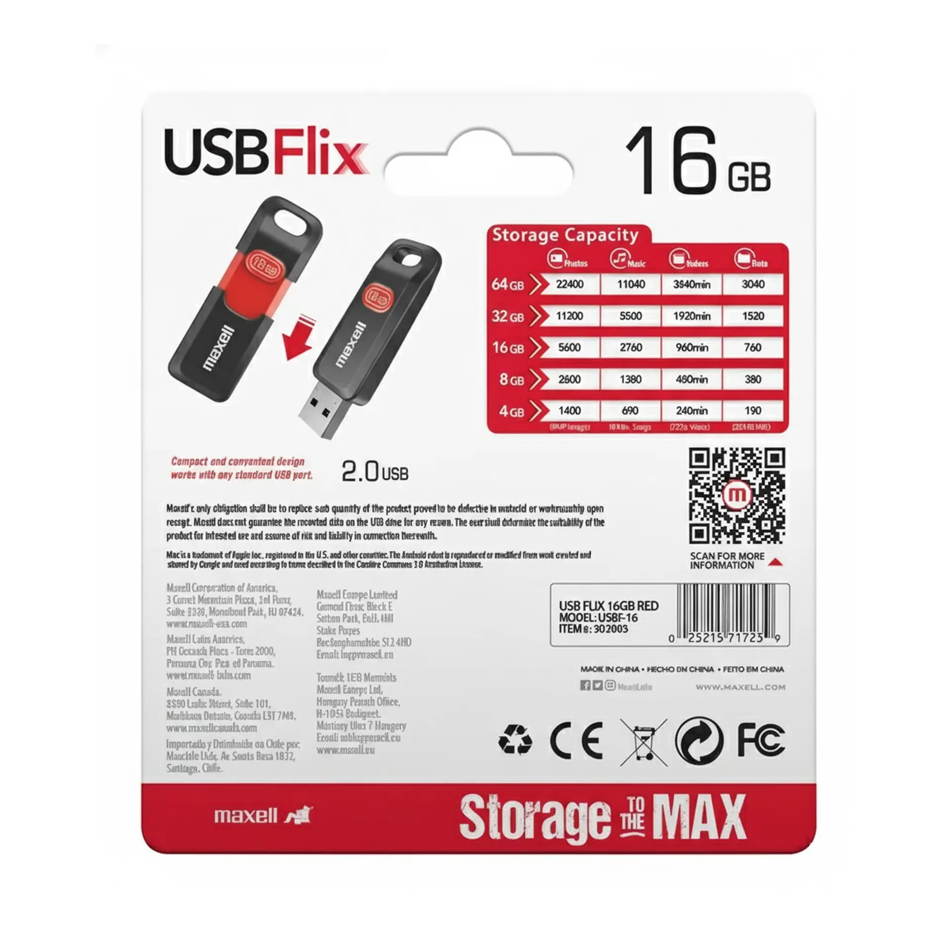 Pendrive Maxell FLIX 16GB USB 2.0 Retractil Rojo 4