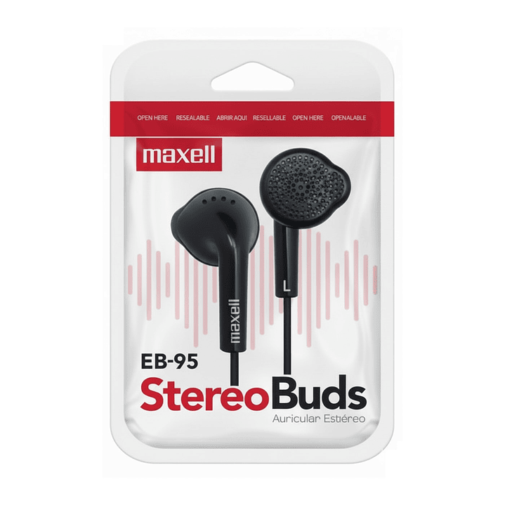 Audífono Stereo Buds Maxell EB-95 jack 3.5mm Negro 2