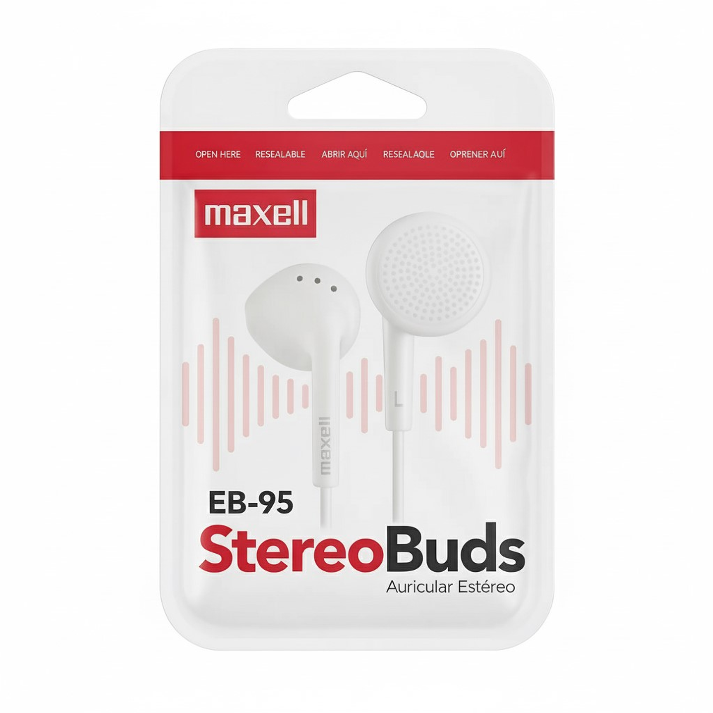 Audífono Stereo Buds Maxell EB-95 jack 3.5mm Blanco 3