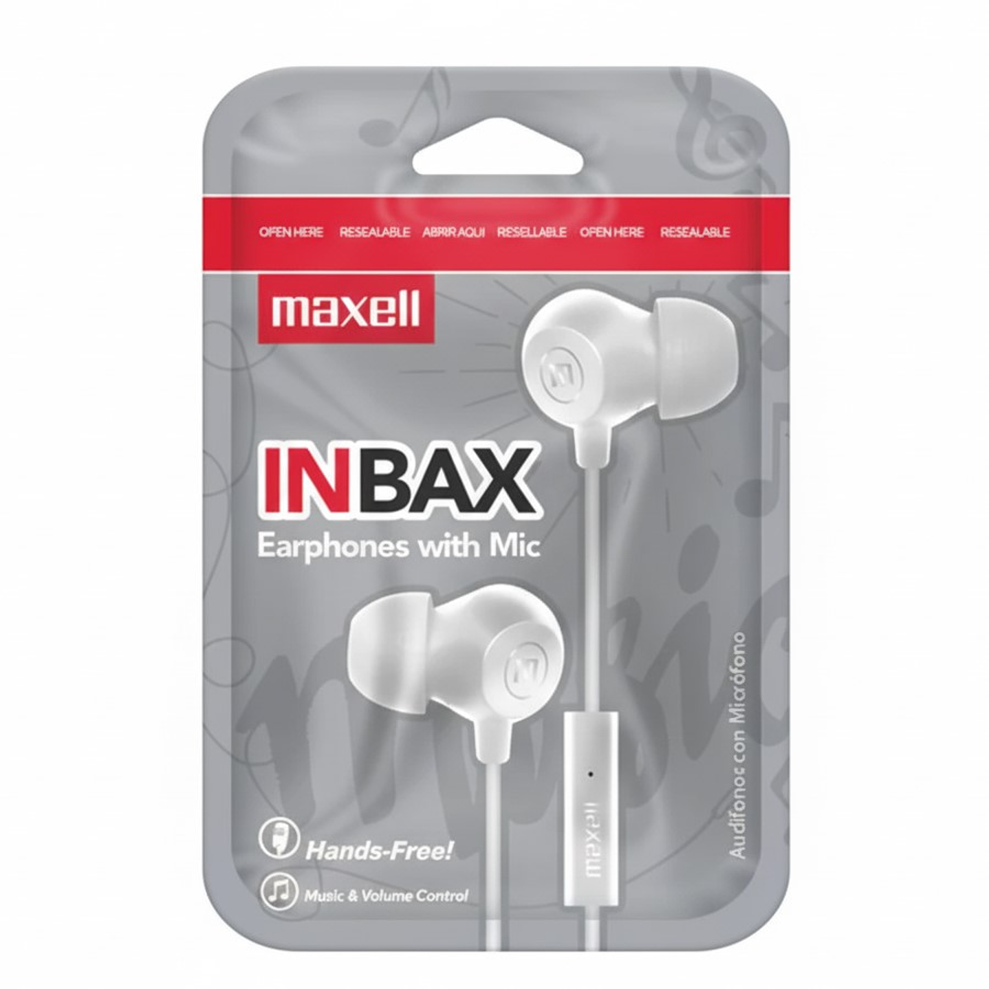Audífonos Maxell INBAX Con Mic In Ear 3.5mm Blanco 3