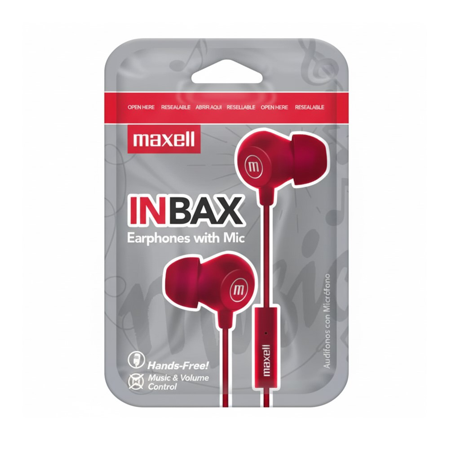 Audífonos Maxell INBAX Con Mic In Ear 3.5mm Rojo 3