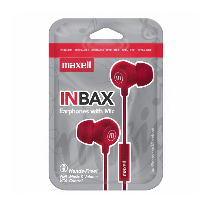 Audífonos Maxell INBAX Con Mic In Ear 3.5mm Rojo 3