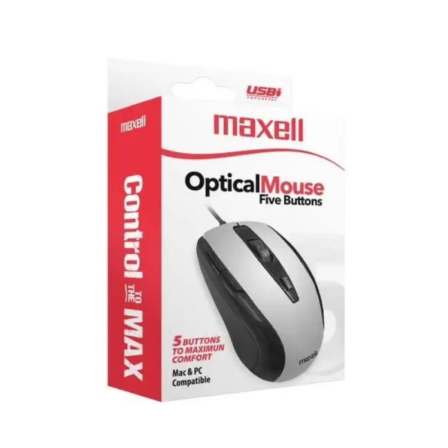 Mouse Óptico 5 Botones Con Cable USB MOWR-105 Maxell Silver 3