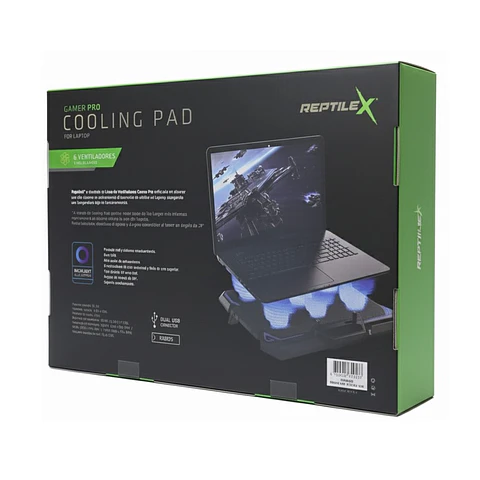 Ventilador Notebook Gamer Reptilex 6 Aspas Alto Flujo Rx0025