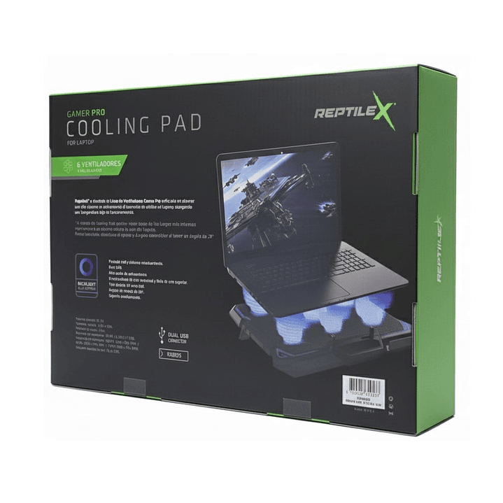 Ventilador Notebook Gamer Reptilex 6 Aspas Alto Flujo Rx0025 2