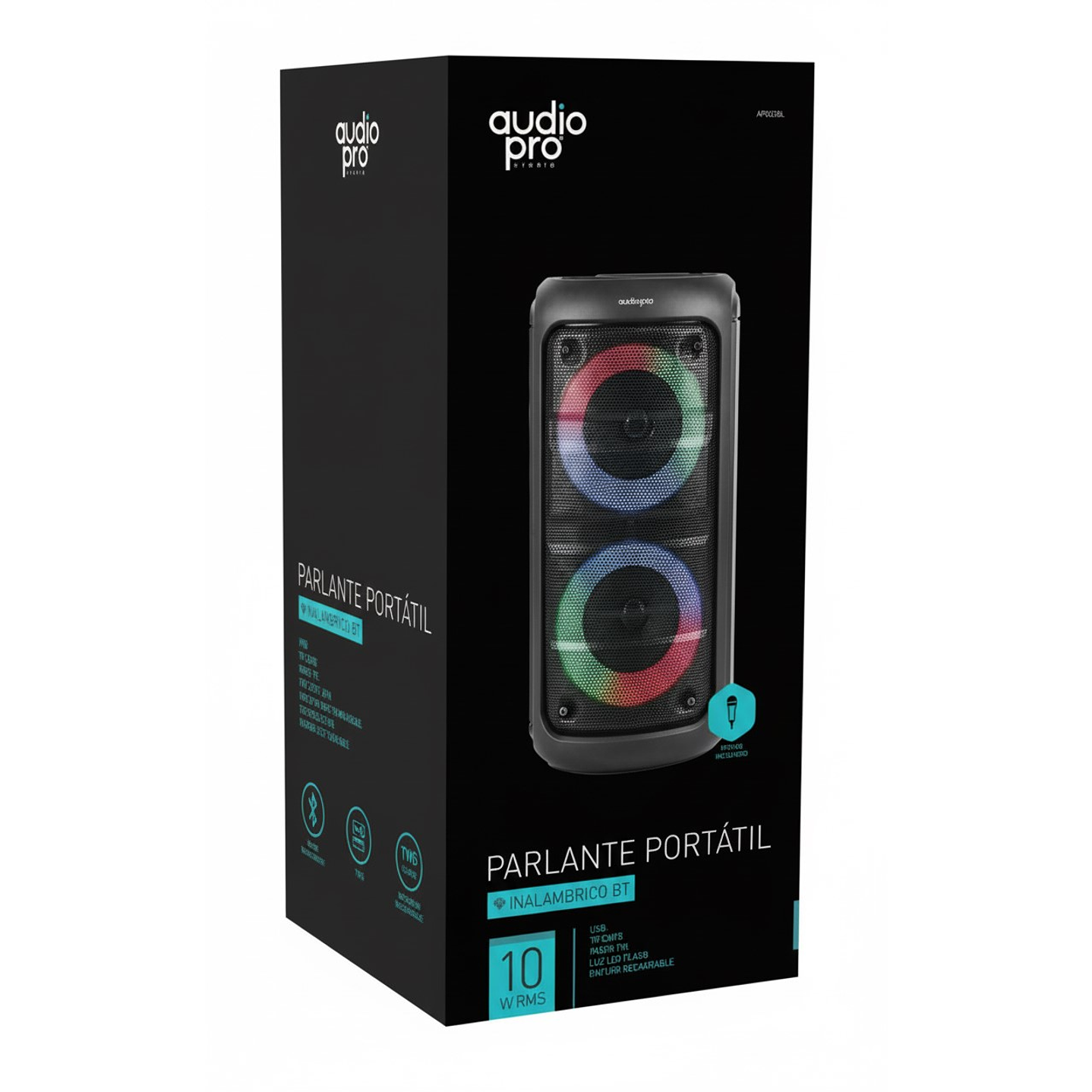 Parlante Portable Bt con Mic Luz Led 10w AP02086 Audiopro 6