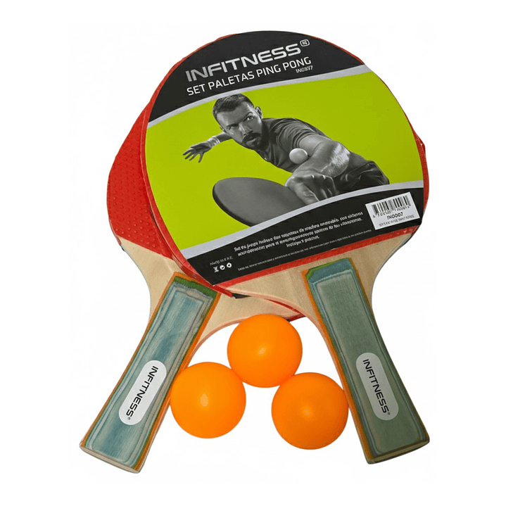 Set 2 Paletas De Ping Pong Infitness IN0007 Nivel Básico 1