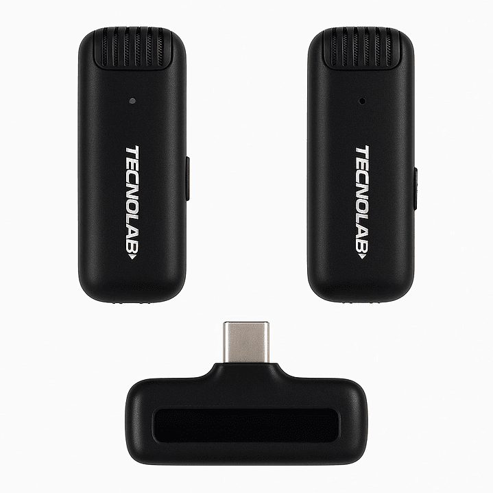 Kit 2 Micrófonos Lavalier Con Estuche Tipo C Tecnolab Tl536 3