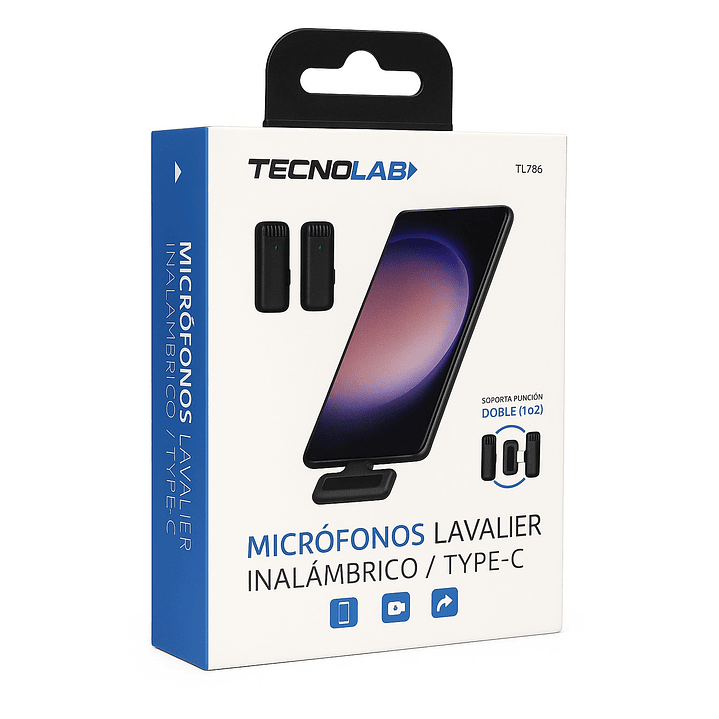 Kit 2 Micrófonos Lavalier Con Estuche Tipo C Tecnolab Tl536 5