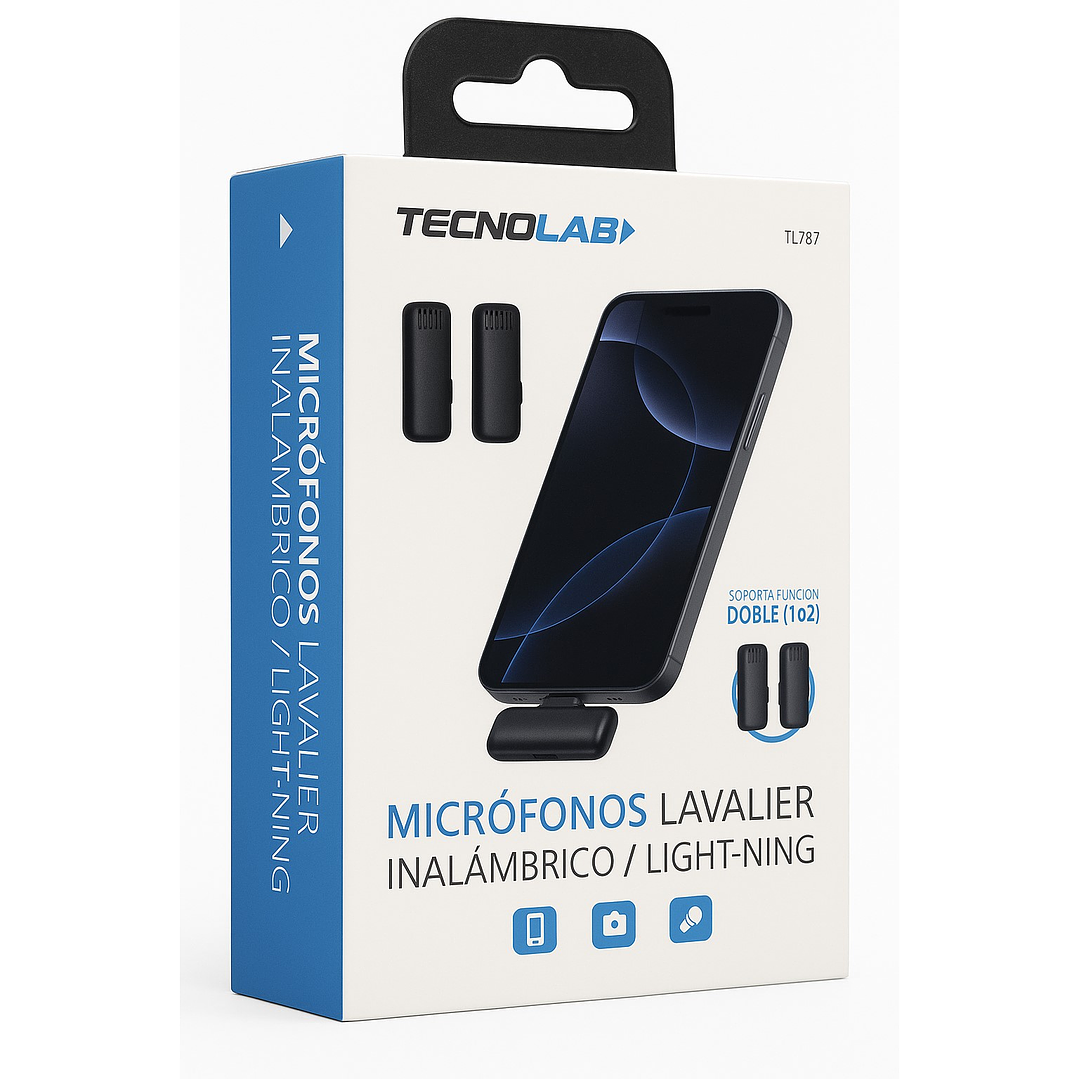 Kit 2 Micrófonos Lavalier Con Caja LTNG Tecnolab TL707 5