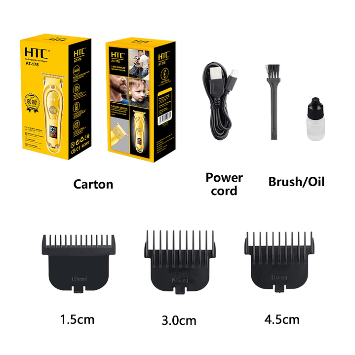 Cortadora De Pelo y Barba Inalámbrica HTC AT-176 Dorada 6