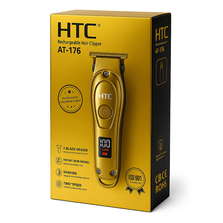 Cortadora De Pelo y Barba Inalámbrica HTC AT-176 Dorada 7