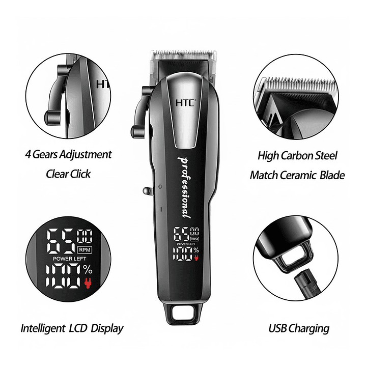 Cortadora De Pelo y Barba Inalámbrica HTC CT-8083 3