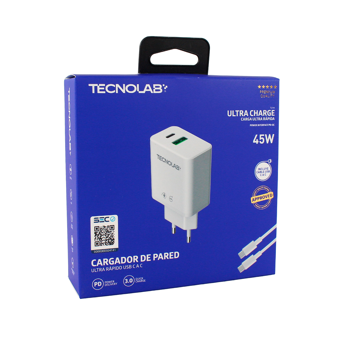 Cargador Ultra Rápido 45W QC 3.0 USB-C a C TL714 Tecnolab 4