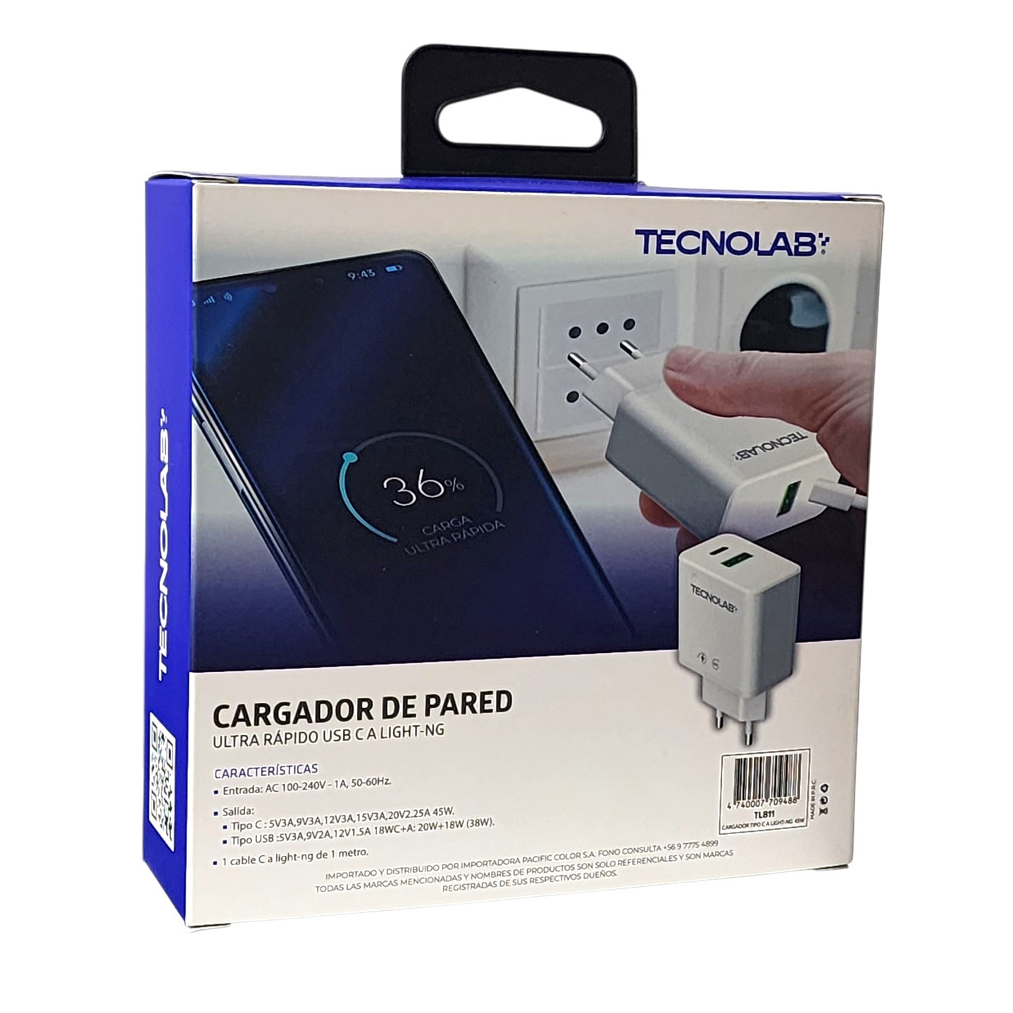 Cargador Ultra Rápido 45W USB-C a Ltng TL811 Tecnolab 6