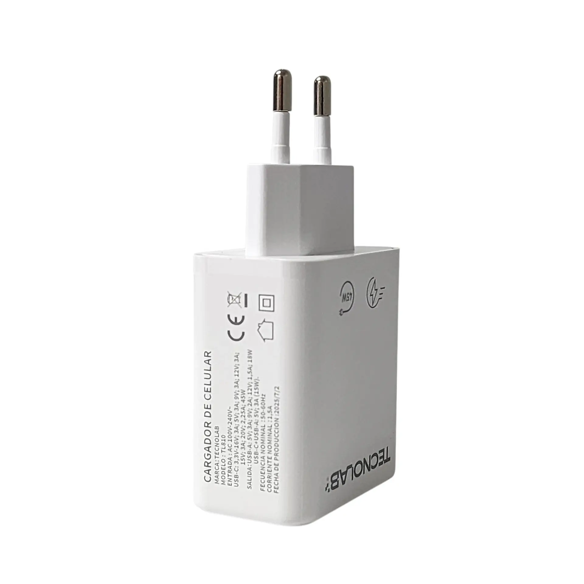 Cargador Ultra Rápido 45W QC 3.0 TL810 Doble Puerto Tecnolab 3