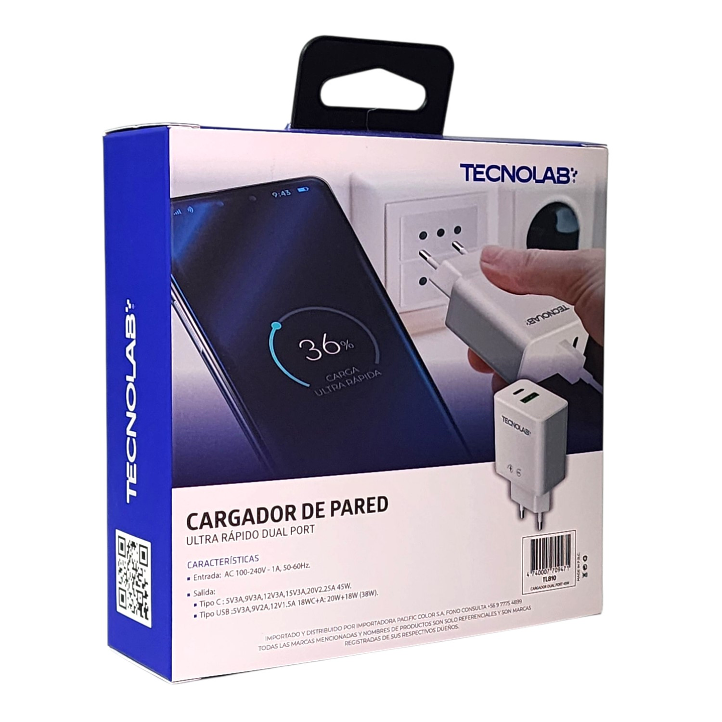 Cargador Ultra Rápido 45W QC 3.0 TL810 Doble Puerto Tecnolab 8