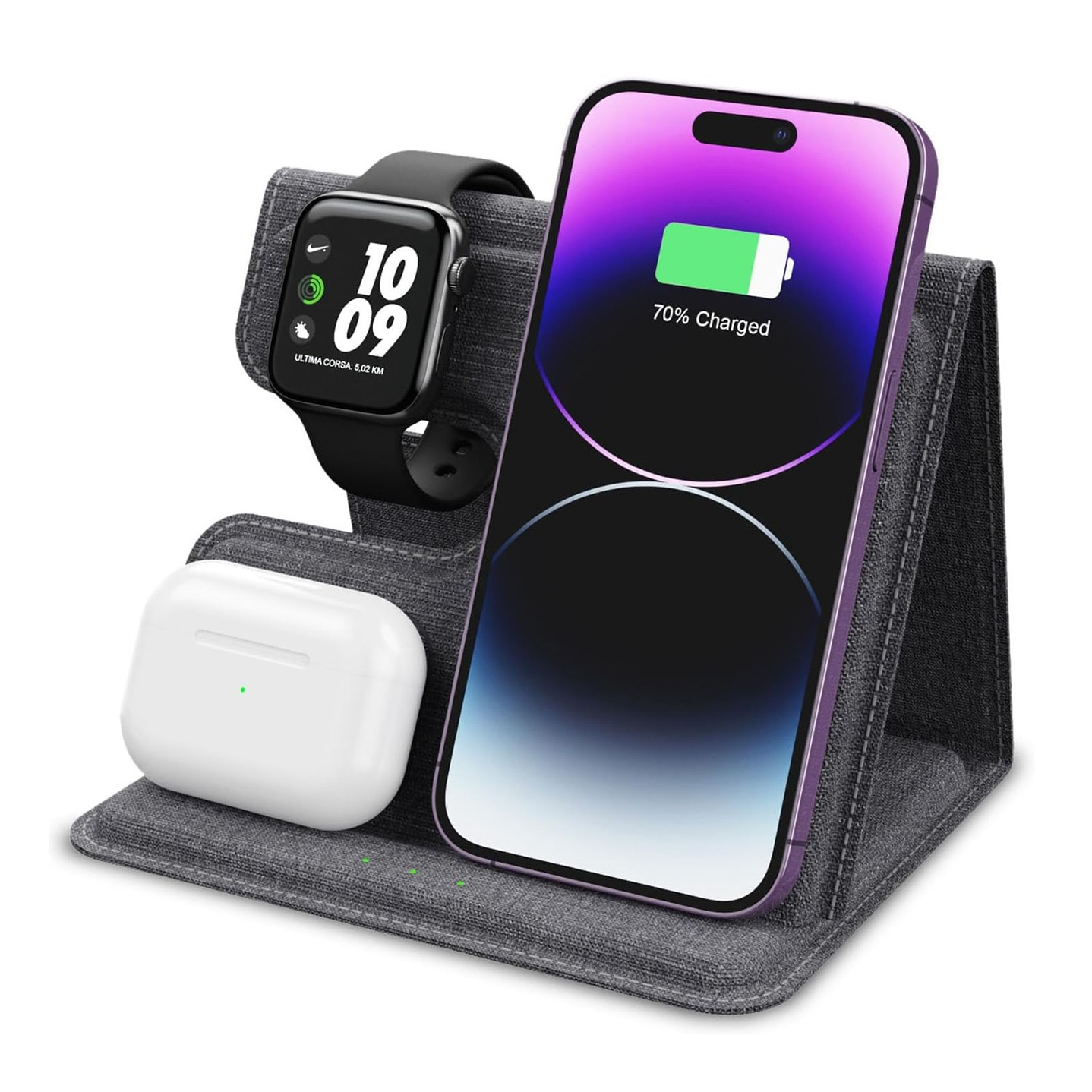 Cargador inalámbrico plegable 3 en 1 Qi 15W TL661 Tecnolab 1