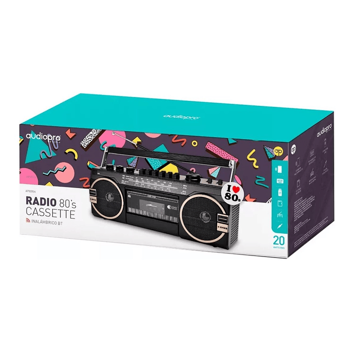 Radio Cassette 80s USB inalámbrico BT AP02054 Audio Pro 3