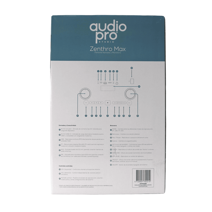 Parlante karaoke Zentro Max AP02099 BT + Micrófono Audiopro 5000W 7