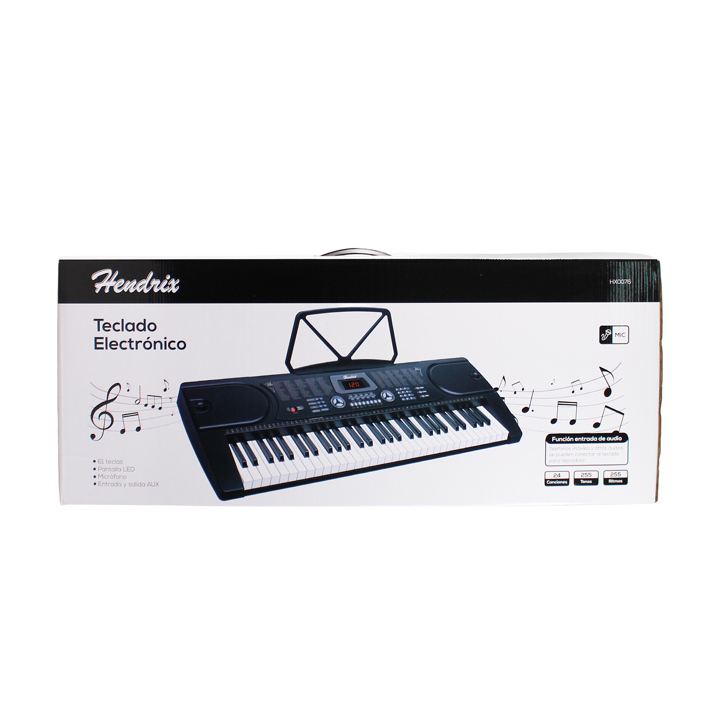 Teclado Elect Musical 61 teclas HX0076 + Micrófono Hendrix 4